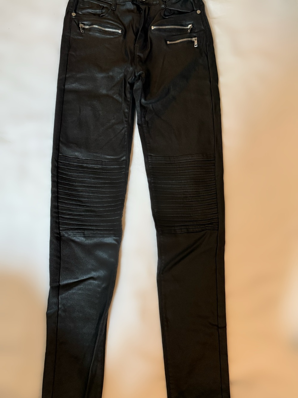 Fashion Nova Black Faux Leather Moto Skinny Pants Size Medium